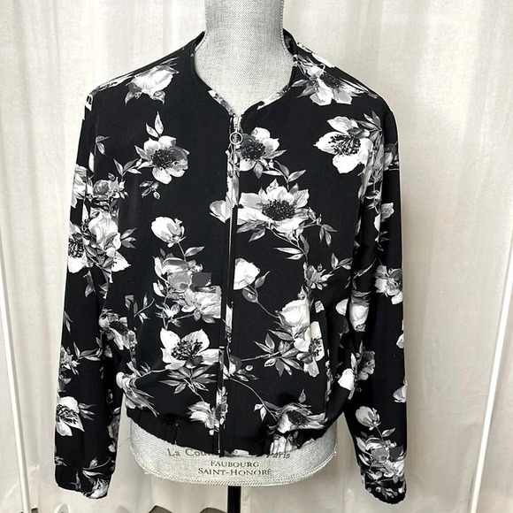 JULES & LEOPOLD Floral Lined Bomber Jacket with Pockets, Size M - Picture 1 of 10